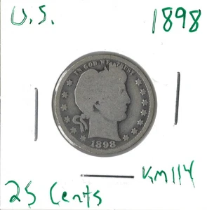 Münze USA 25 Cents (Barber) 1898 KM114, Silber - Bild 1 von 4