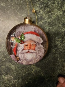 4.5in Tartan Tidings Santa Disc Ornament Christmas Holiday Decor Nosgalia - Picture 1 of 5