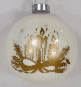 4 Pyramid Christmas Ornaments Balls Gold Candles Holly Pine White Plastic #670 - Picture 1 of 9