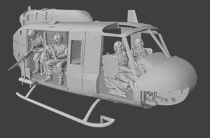 1/48 resin Vietnam War US Helicopter HUEY UH1 Gunners pilots and Door Gun - Picture 1 of 7