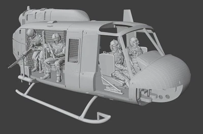 1/48 resin Vietnam War US Helicopter HUEY UH1 Gunners pilots and Door Gun - Image 1 of 4
