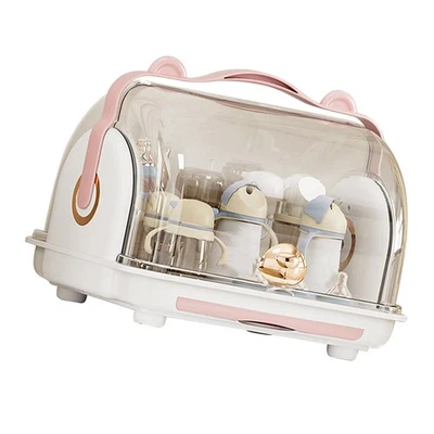 Caja de almacenamiento de biberones con tapa estante de secado gabinete de plástico organizador para... Foto 1 de 4