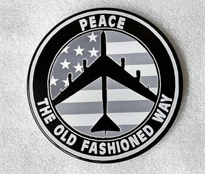 PEACE, THE OLD FASHION WAY, HMC Billet Aluminum Trailer Hitch plug Cover, 4" Rd. - Picture 1 of 2