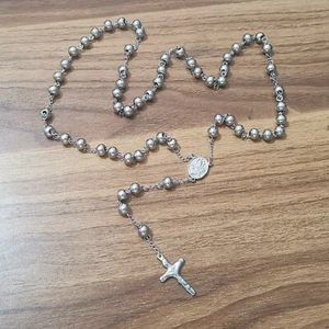Rosary chain stainless steel necklace JESUS Cross Sweater chain gift - Picture 1 of 10