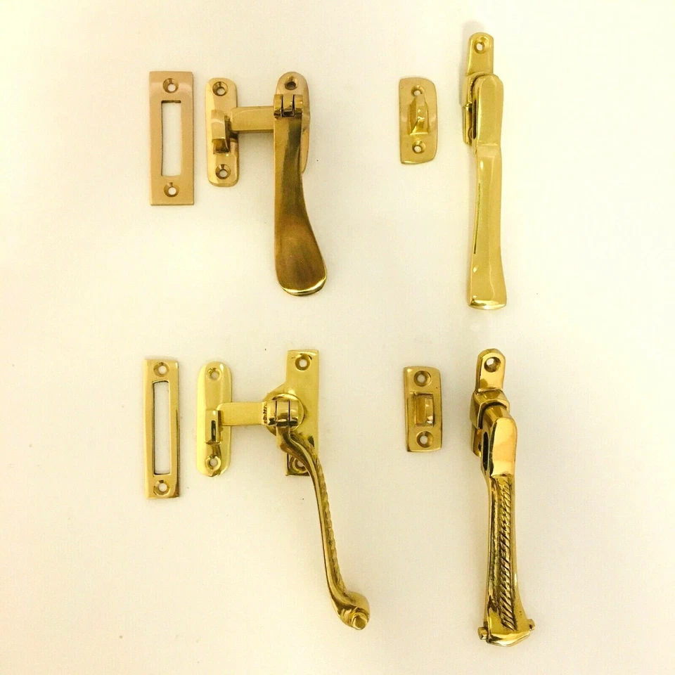 Solid Polished Brass Victorian/Georgian Casement Window Fasteners - Image 1 of 1