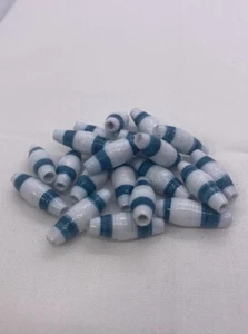 White and Blue Paper Beads for Jewelry & Crafts, Beading Supplies - Picture 1 of 3