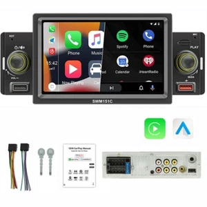 5" Single 1Din Apple/Android Carplay Car Stereo Radio Bluetooth Touch Screen USB - Picture 1 of 14