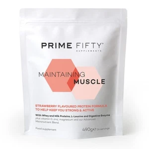 Prime Fifty Maintaining Muscle Whey Protein Powder 490g Strawberry Health - Picture 1 of 5