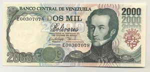 Venezuela 2000 Bolivares 6-8-1998 Pick 77.c UNC Banknote Uncirculated Serie E - Picture 1 of 2