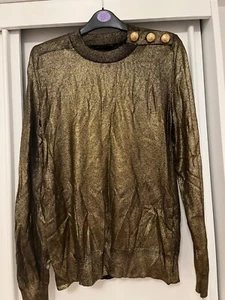 Jersey para mujer BALMAIN X H&M EU42 UK 14 DORADO Pullover Bloggers - Imagen 1 de 10