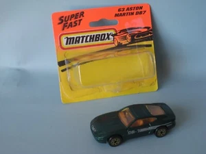 Matchbox Aston Martin DB-7 Green English Sports Car Silver Stripes in BP 70mm - Picture 1 of 3