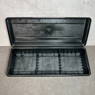 Vintage Retro Alpha USA 15 Cassette Tape Holder Storage Box Rigid Black Plastic - Image 1 of 4