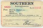 1920 Srs Southern Railway Employee Pass