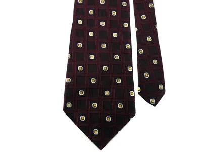 Albert Nipon Men's 100% Silk Plaid Neck Tie Burgundy Multi 4" x 58" - Image 1 of 2