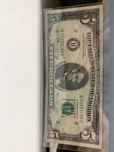 1974 $5 Federal Reserve Note FRN Offset ERROR Crispy #33333186, Top Rare ! - Picture 1 of 3