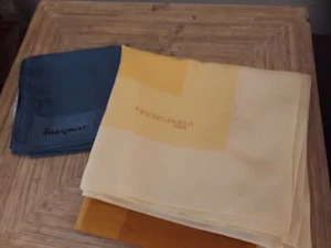 Vintage headscarves Jacqmar Michelangelo Roma blue yellow square - Picture 1 of 7