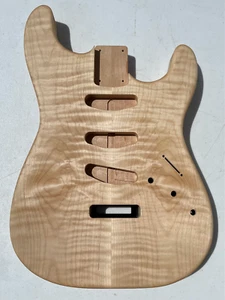 Strat Alder guitar body w/ flame maple drop top, single coils, Free Shipping! - Picture 1 of 6