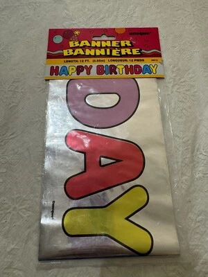 Banner de papel aluminio de feliz cumpleaños 12 pies(1 por Pack) NUEVO Fiesta Infantil (V) Foto 1 de 2