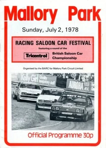 Mallory Park Racing Saloon Car Festival 2 de julio de 1978 programa oficial - Imagen 1 de 1