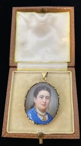 Antikes 18kt Schweizer Emaille Miniatur Portrait von Juliette Hebert - Henry Capt - Bild 1 von 9