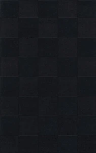 Black Transitional Hand Hooked Checkered Squares Grid Area Rug Checked DV15 - Picture 1 of 35