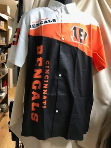 Cincinnati Bengals Sport Hemd mit Knopfleiste und Kragen weiß/orange/schwarz Gr. L NEU - Bild 1 von 4