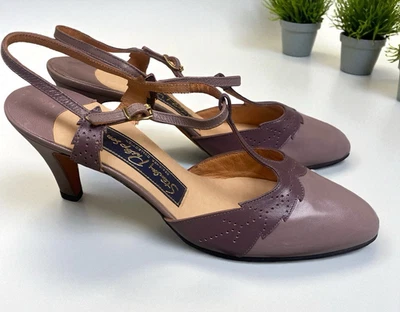 Vintage Stanley Philipson Lavender Purple Mary Jane T-Strap Sling Back Shoes 8M - Image 1 of 4