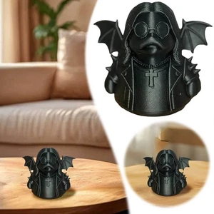 Warlock Duck Figurine Dark Wizard Ozzy Osbourne Duck With Bat Wings - Picture 1 of 6