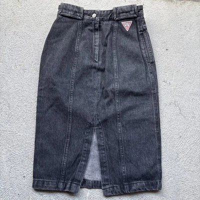 Falda de mezclilla negra vintage George Marciano for Guess cintura alta talla 26 Foto 1 de 4