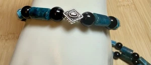 Natural Blue Apatite Tube Beaded Stretch Bracelet - Picture 1 of 3