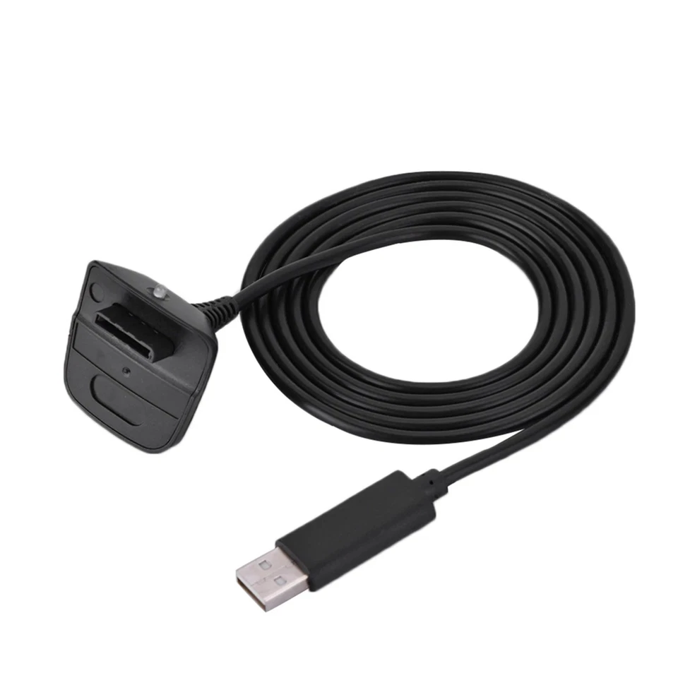 USB Charger Cable for Microsoft Xbox 360 Wireless Gamepad Controller 1.5m Black - Image 1 of 4