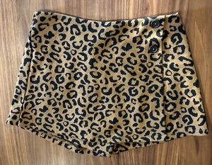 Old Navy Leopard Skort Shorts Girls L (10-12) Brown Black Elastic Waist Button - Picture 1 of 10