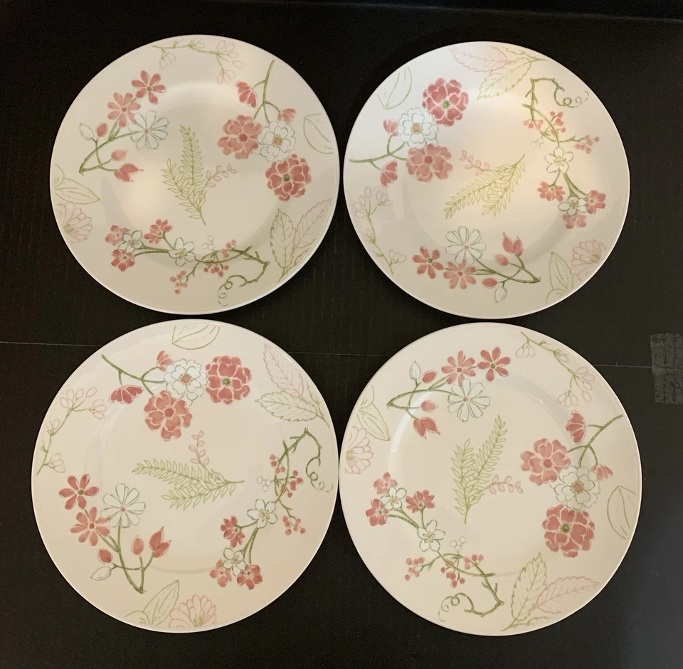 The Cellar Creamware 9" Salad Plates - White with Floral Accent - Set of 4 - Image 1 of 4