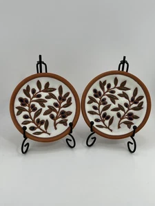 Set of 2 Greek Ceramic Olive Branch Plates – Rhodes Handmade Bonis Pottery - Picture 1 of 11