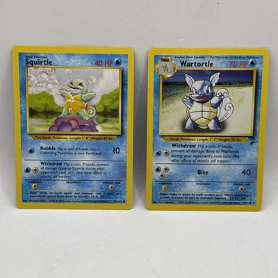 Wartortle 63/130 Base Set 2 & Squirtel 63/102 Base Set WOTC Pokémon HP - Image 1 of 4