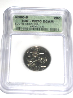 2000-S ICG Proof 70 DCAM Clad South Carolina Quarter  25C PERFECT Coin! - Image 1 of 2