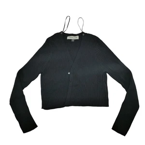 Cardigan donna Taylor maglia a costine nero taglia L MANCA collo in pelliccia sintetica rimovibile - Foto 1 di 9