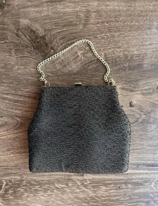 Vintage Abendtasche Damen kleine Handtasche Metallic Kette Clutch formell 90er - Bild 1 von 10