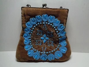 Women Turquoise Beaded vintage Purse without hanging chain - Picture 1 of 7