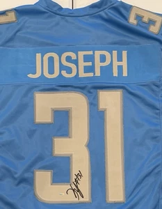 Camiseta deportiva personalizada Kerby Joseph Detroit Lions firmada OK Authentics autógrafo certificado de autenticidad - Imagen 1 de 4