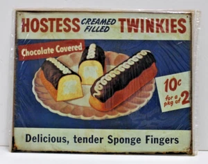 Vintage Hostess Creamed Filled Twinkies Chocolate Cover Metal Tin Sign 15" x 12" - Picture 1 of 2