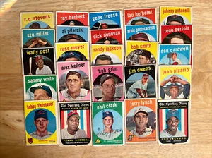 Lot of 25 Different Vintage 1959 Topps Good-VG Condition Baseball cards Group O - Picture 1 of 11