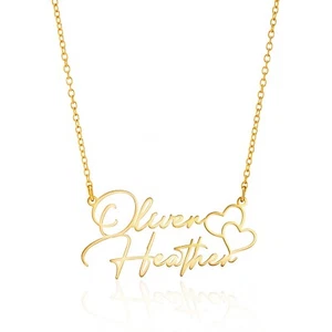 Two Name Pendant 925 Silver Name Necklace • Jewellery Gift For Her • - Picture 1 of 12