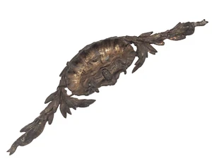 19TH Antique French Gilded Bronze Shell Pediment 16" Hardware Salvage 206 - Picture 1 of 7