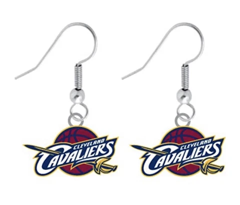 Licensed NBA Cleveland Cavaliers Team Logo And Colors 1" Drop Dangling Earrings Cover