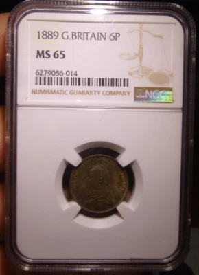 1889 Great Britain 6P Six Pence Silver NGC MS65 - Image 1 of 4