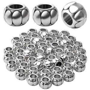 50pcs Antique Silver 5mm Large Hole Spacers Round Spacer Beads Alloy European... - Picture 1 of 7