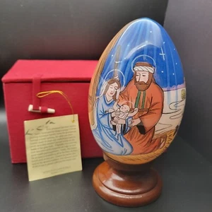 Vintage Midwest Cannon Falls Weihnachten Krippe Rückseite handbemalt Glas Ei  - Bild 1 von 9