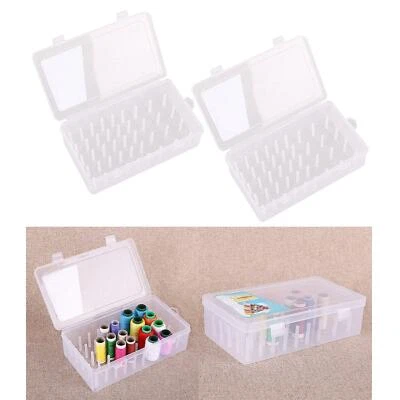 MagiDeal 2pcs Thread Box Empty Transparent Storage Container Sewing Thread - Image 1 of 4