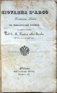 1845 – SOLERA, GIOVANNA D'ARCO – GIUSEPPE VERDI LIBRETTO PRIMA RAPPRESENTAZIONE - Picture 1 of 6